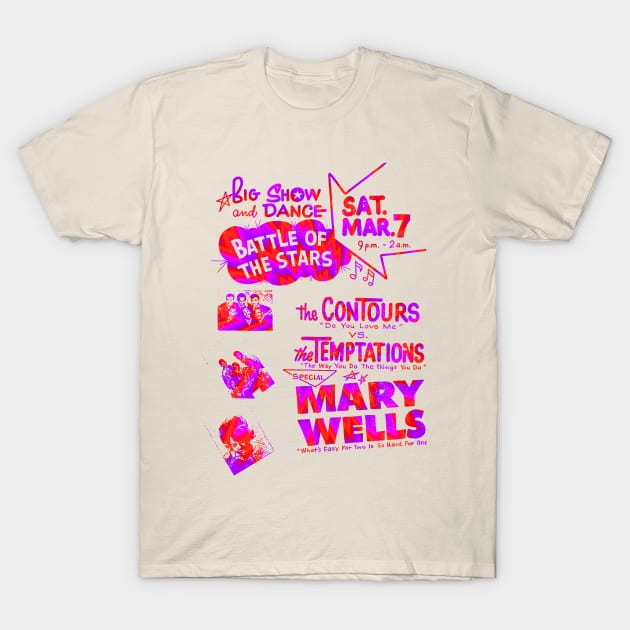 The Temptations , Contours , Mary Wells concert graphic T-Shirt by HAPPY TRIP PRESS